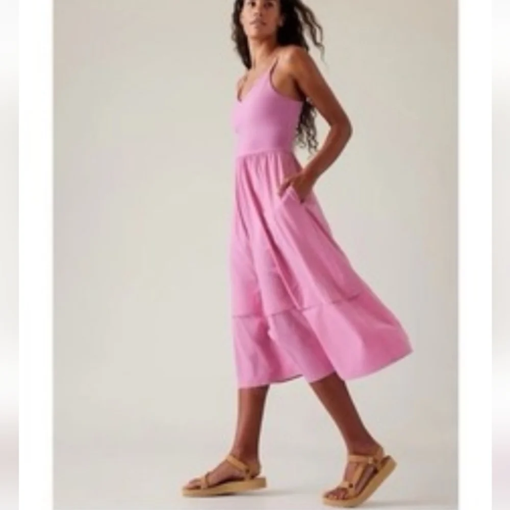 Athleta Pink Hybrid Combination Midi Dress Sz-S